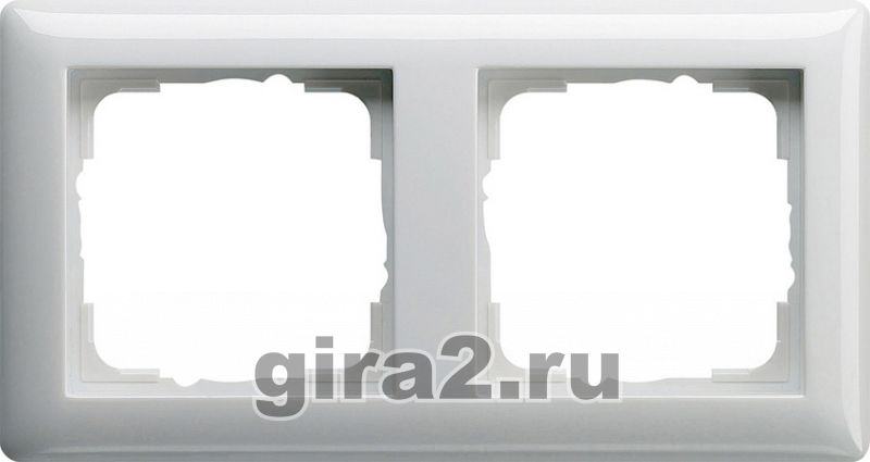 Рамка 2-постовая Gira Standard 55 чисто-белый глянцевый Рамка 2-постовая Gira Standard 55 чисто-белый глянцевый