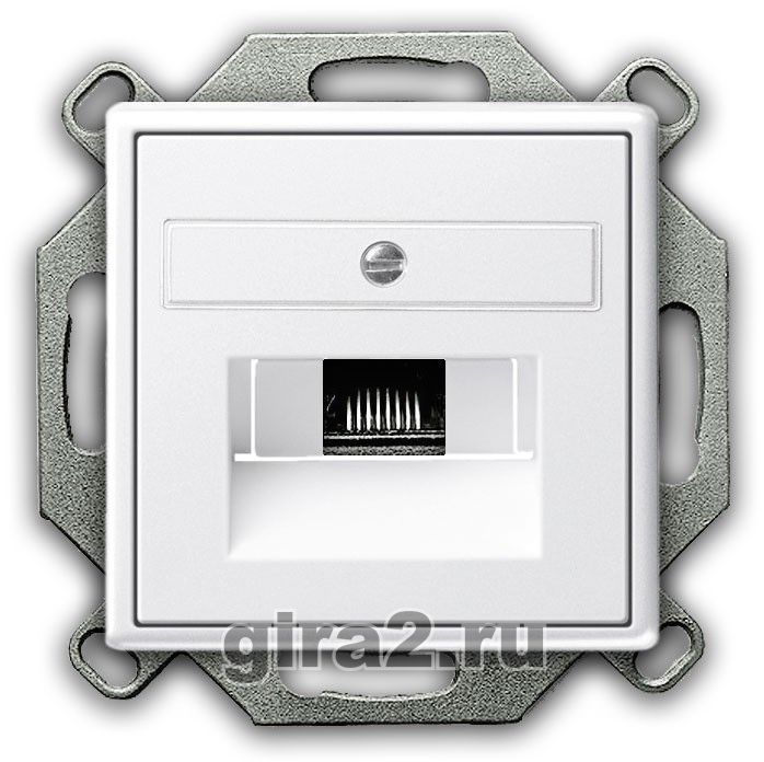 Компьютерная розетка RJ-45 одноместная Gira System 55(белый глянцевый) Компьютерная розетка RJ-45 одноместная Gira System 55(белый глянцевый)
