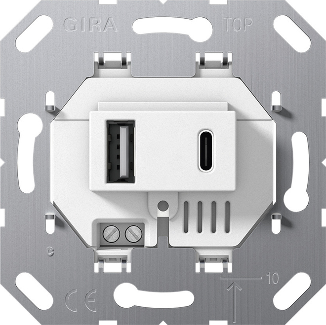   USB Gira, USB-A + USB-C, 3A