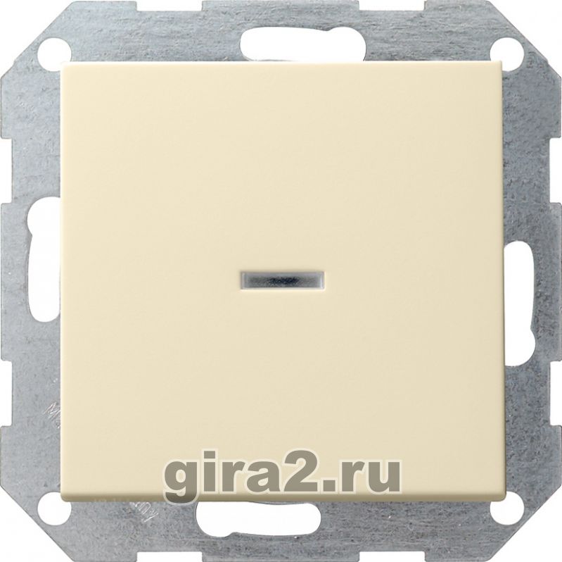Перекрестный выключатель одноклавишный с двух мест с индикацией Gira System 55 (глянцевый кремовый)