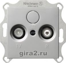 Розетка ТВ и радио оконечная System 55 (под алюминий) Розетка ТВ и радио оконечная System 55 (под алюминий)