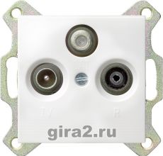 Розетка ТВ, радио и спутник оконечная System 55 (белый глянцевый) Розетка ТВ, радио и спутник оконечная System 55 (белый глянцевый)