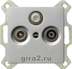 Pозетка ТВ, радио и спутник оконечная System 55 (алюминий) Pозетка ТВ, радио и спутник оконечная System 55 (алюминий)