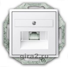Телефонная розетка RJ-12 одноместная Gira System 55 с механизмом Jung (белый глянцевый) Телефонная розетка RJ-12 одноместная Gira System 55 с механизмом Jung (белый глянцевый)