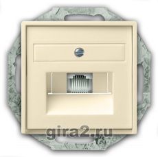 Телефонная розетка RJ-12 одноместная Gira System 55 с механизмом Jung (кремовый глянцевый) Телефонная розетка RJ-12 одноместная Gira System 55 с механизмом Jung (кремовый глянцевый)
