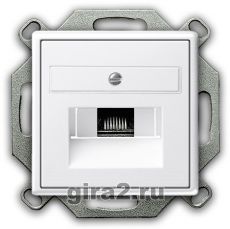Компьютерная розетка RJ-45 одноместная 6 категории Gira System 55(белый глянцевый) Компьютерная розетка RJ-45 одноместная 6 категории Gira System 55(белый глянцевый)